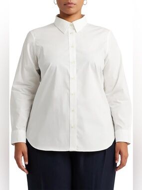 Lauren Ralph Lauren women's white non-iron button-down shirt size L